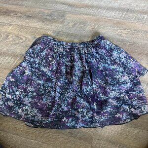 Abercrombie & Fitch Floral Ruffled Skirt Purple and Blue XL